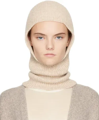 Lauren Manoogian Beige Soft Rib Balaclava In E01 Ecru