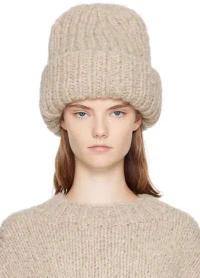 Lauren Manoogian Taupe Handknit Big Beanie In D03 Dust