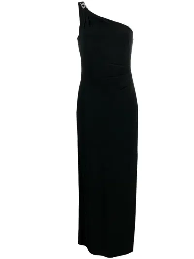 Lauren Ralph Lauren One-shoulder Midi Dress In Black