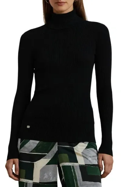 Lauren Ralph Lauren Amanda Rib Turtleneck Sweater In Polo Black