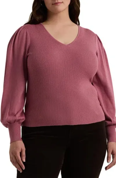 Lauren Ralph Lauren Basaleah Balloon Sleeve Rib Sweater In Rose Blush