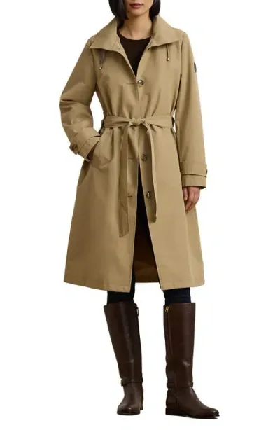 Lauren Ralph Lauren Belted Coat With Removable Hood In Birch Tan