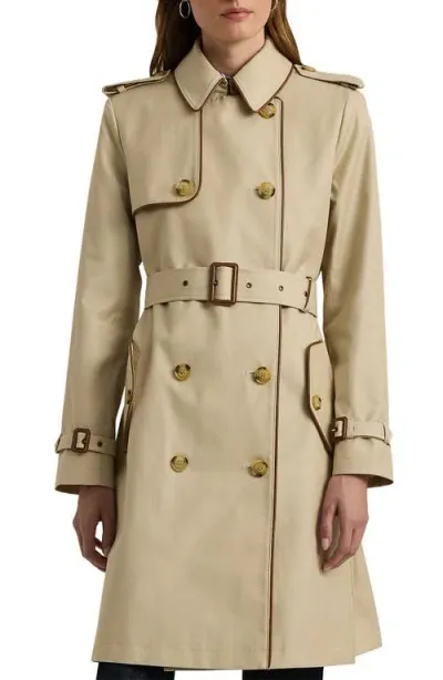 Lauren Ralph Lauren Belted Water Resistant Double Breasted Trench Coat In Explorer Sand