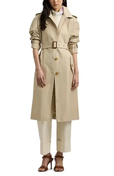 Lauren Ralph Lauren Belted Water Resistant Trench Coat In Explorer Sand