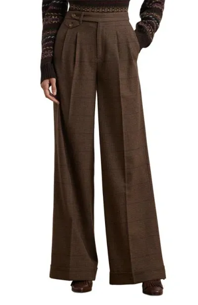 Lauren Ralph Lauren Check Wool Wide Leg Pants In Multi