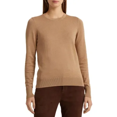 Lauren Ralph Lauren Cotton Blend Sweater In Classic Camel