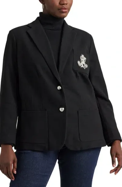 Lauren Ralph Lauren Cotton Piqué Crest Blazer In Polo Black