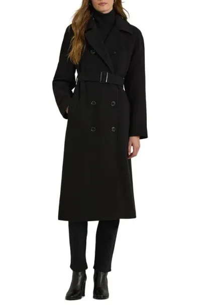 Lauren Ralph Lauren Crepe Belted Coat In Black