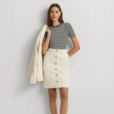 Lauren Ralph Lauren Denim Pencil Miniskirt In Mascarpone Cream Wash