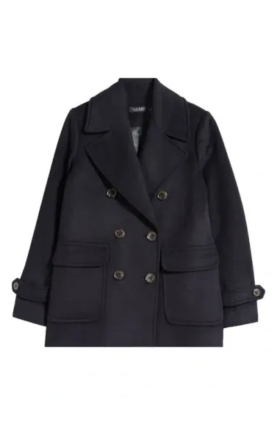 Lauren Ralph Lauren Double Breasted Wool Blend Coat In Regal Navy