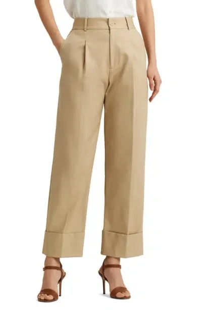 Lauren Ralph Lauren Double Faced Stretch Cotton Ankle Pants In Birch Tan