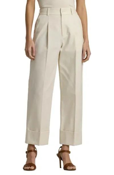 Lauren Ralph Lauren Double Faced Stretch Cotton Ankle Pants In Mascarpone Cream