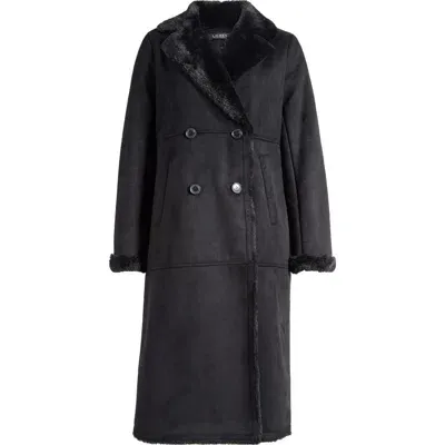 Lauren Ralph Lauren Faux Shearling Coat In Black