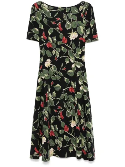 Lauren Ralph Lauren Floral-print Midi Dress In Schwarz