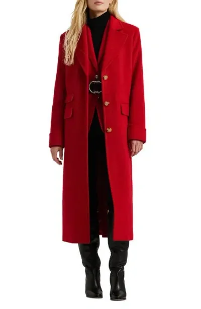 Lauren Ralph Lauren Longline Wool Blend Reefer Coat In Festive Red