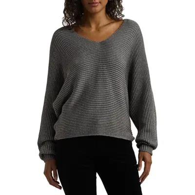 Lauren Ralph Lauren Metallic Rib Sweater In Deco Pewter