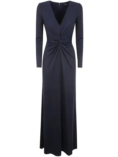 Lauren Ralph Lauren Nadira Long Sleeve Gown In Blue