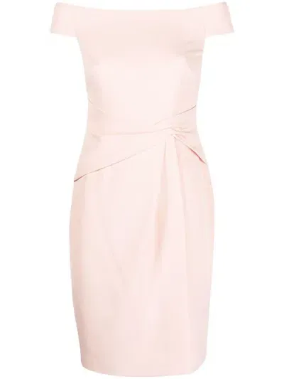 Lauren Ralph Lauren Off-shoulder Pinched-waist Midi Dress In Rosa