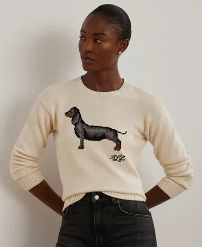 Lauren Ralph Lauren Petite Intarsia-knit Dog Sweater In Winter Crm