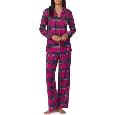 Lauren Ralph Lauren Print Cotton Blend Pajamas In Dark Pink Print