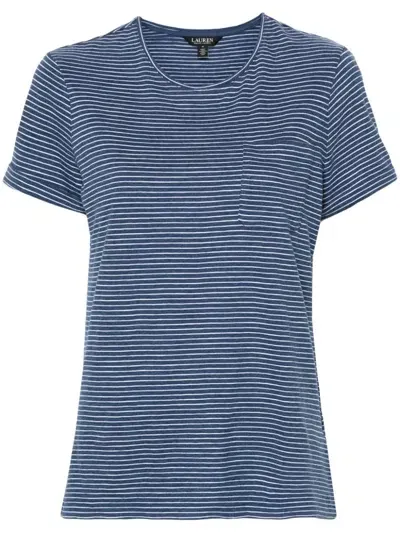 Lauren Ralph Lauren Gestreiftes T-shirt In Sky Blue