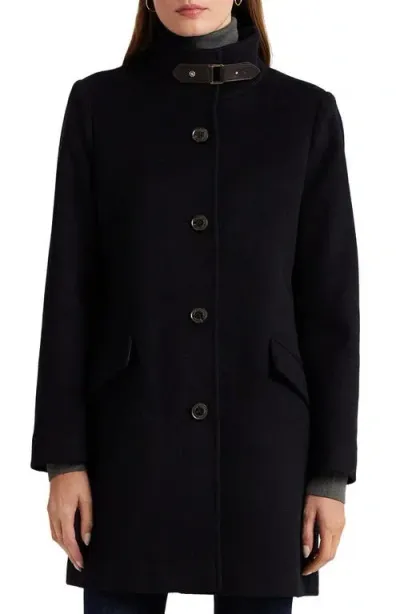 Lauren Ralph Lauren Women's Wool Blend Buckle-collar Coat In Regal Navy