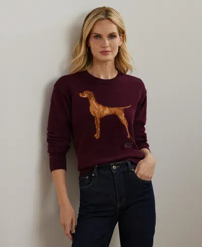 Lauren Ralph Lauren Women's Intarsia-knit Vizsla Cotton Sweater In Red