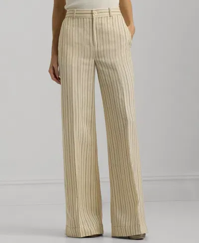 Lauren Ralph Lauren Women's Pinstriped Wide-leg Pants In Winter Cream