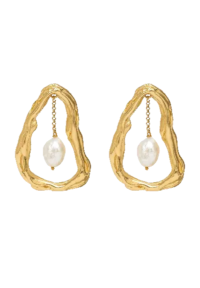 Lavani Jewels Women's Gold / White Giselle Pearl Drop Earrings In Gold/white