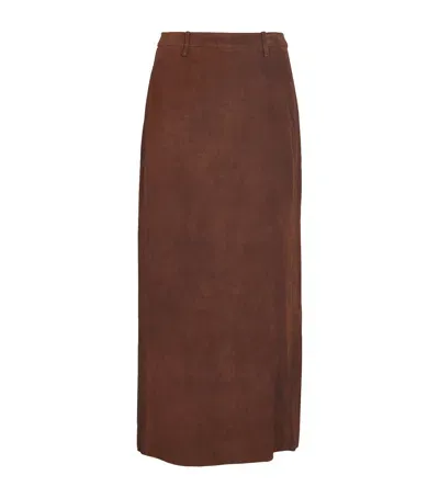 Le 17 Septembre Suede Pencil Skirt In Brown