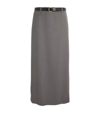 Le 17 Septembre Twill Belted Pencil Skirt In Grey