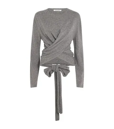 Le 17 Septembre Wool-blend Wrap Crop Top In Grey