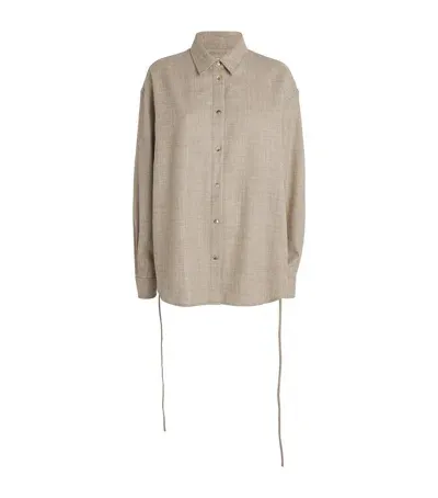 Le 17 Septembre Wool Drawstring Shirt In Beige