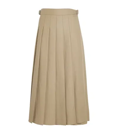 Le 17 Septembre Wool Pleated Midi Skirt In Green