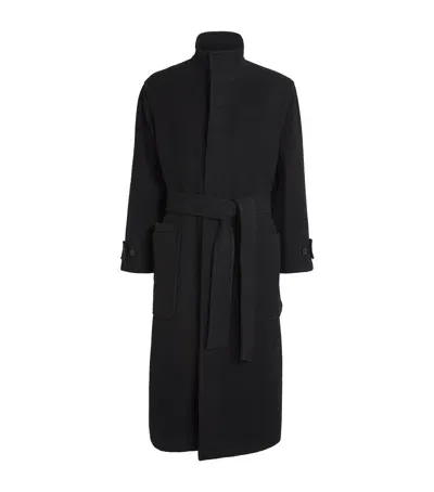 Le 17 Septembre Wool-raccoon Overcoat In Black