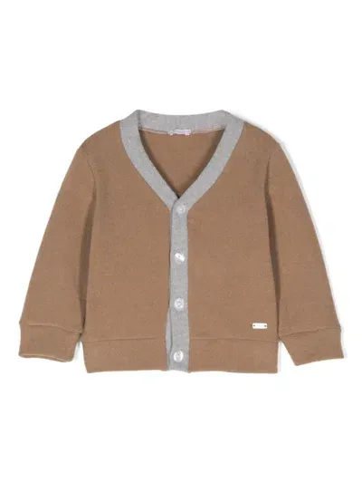 Le Bebé Enfant Babies' Logo-plaque Cardigan In Neutrals