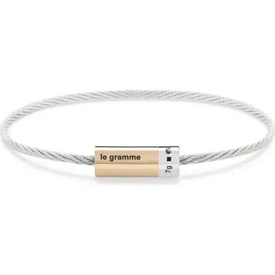 Le Gramme 7g Sterling Silver & 18k Gold Cable Bracelet In Silver & Yellow Gold