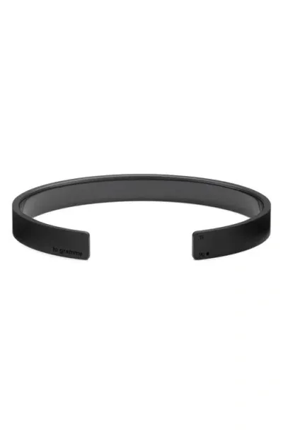 Le Gramme 9g Brushed Titanium Ribbon Cuff Bracelet In Black