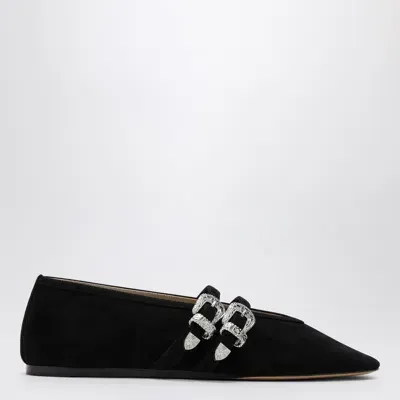 Le Monde Beryl Black Suede Ballerina Claudia