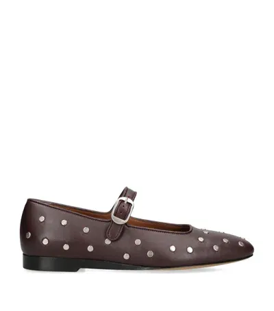 Le Monde Beryl Leather Studded Mary Jane Flats In Burgundy