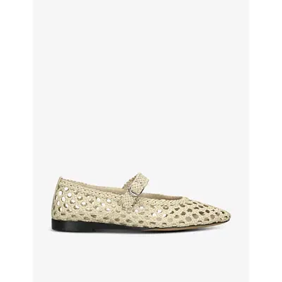 Le Monde Beryl Leather Woven Mary Janes In Ecru