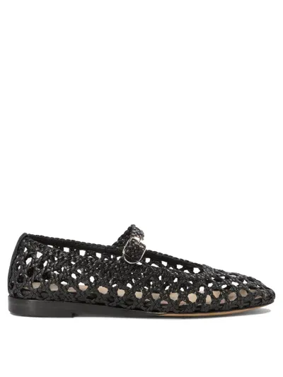 Le Monde Beryl Woven Leather Mary Jane Flats In Black