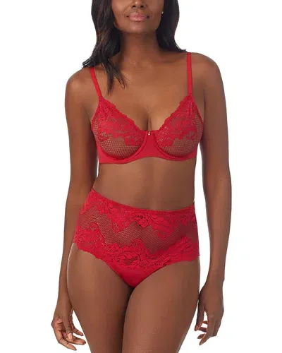 Le Mystere Lace Allure Unlined Underwire Demi Bra In Cherry Hot