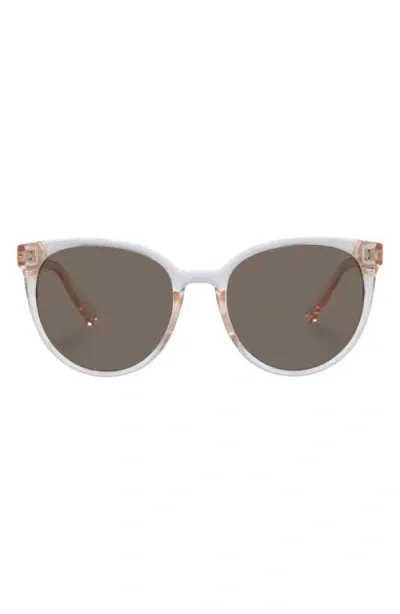 Le Specs Armada 54mm Round Sunglasses In White/tan