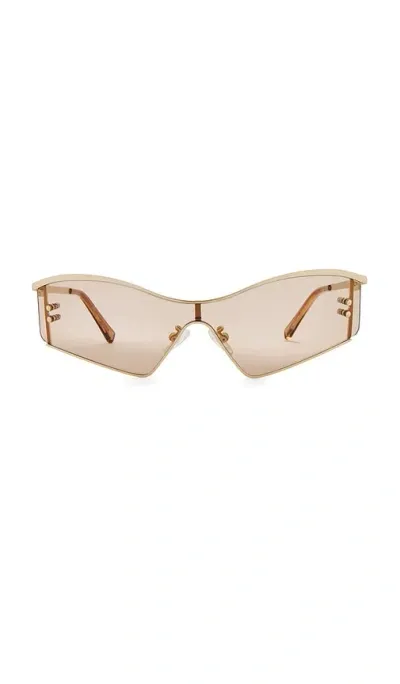 Le Specs Hyperbole Sunglasses In Satin Gold Latte Tint