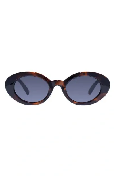 Le Specs Nouveau Vie 50mm Oval Sunglasses In Dark Tort