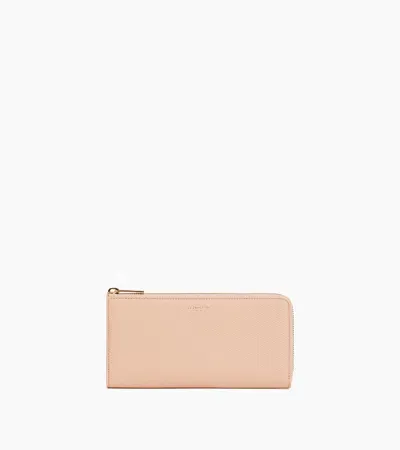 Le Tanneur Emilie Zipped Travel Companion In Signature T Leather In Pink