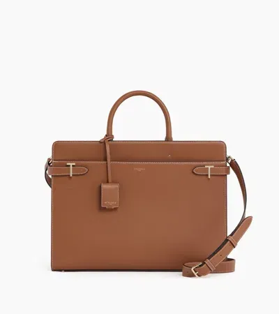 Le Tanneur Emilie Grained Leather Shoulder Bag In Brown