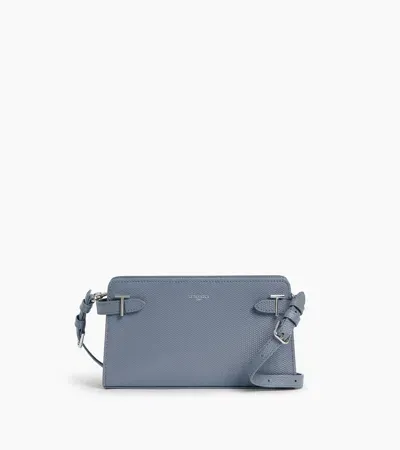 Le Tanneur Emilie Small Shoulder Bag In Signature T Leather In Blue