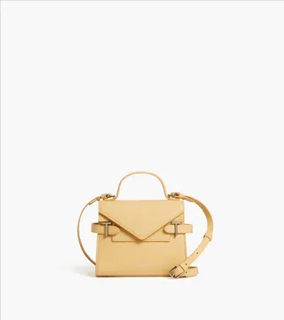 Le Tanneur Emilie Small Handbag With Double Flap In Grained Leather In Yellow